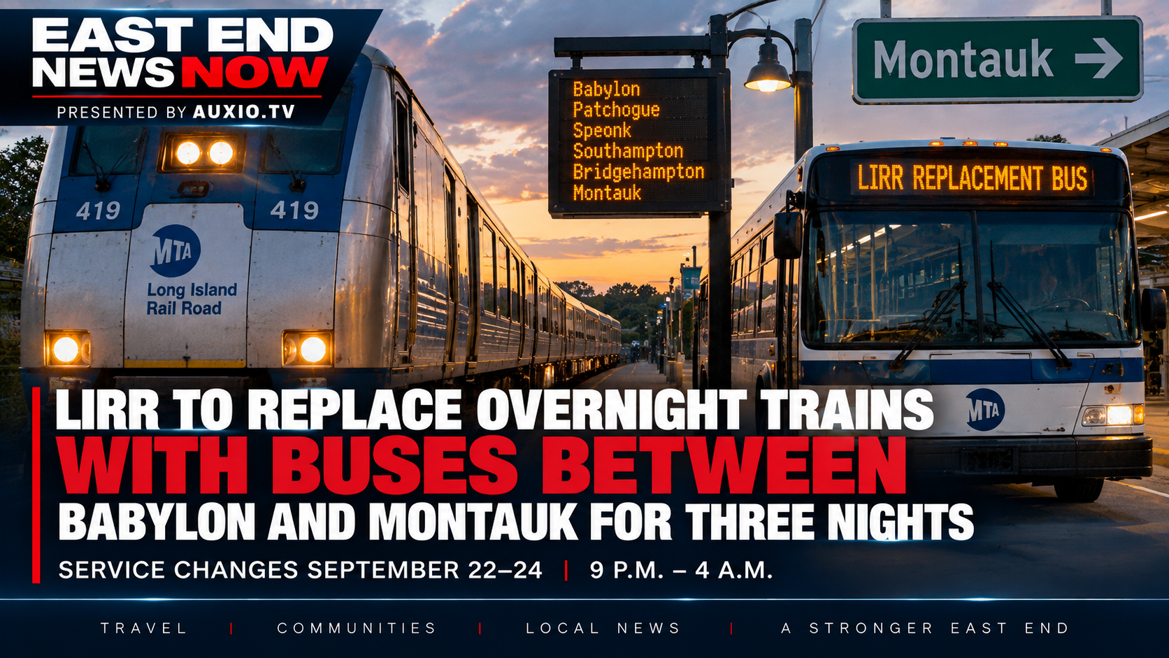 LIRR to Replace Overnight Trains With Buses Between Babylon and Montauk for Three Nights