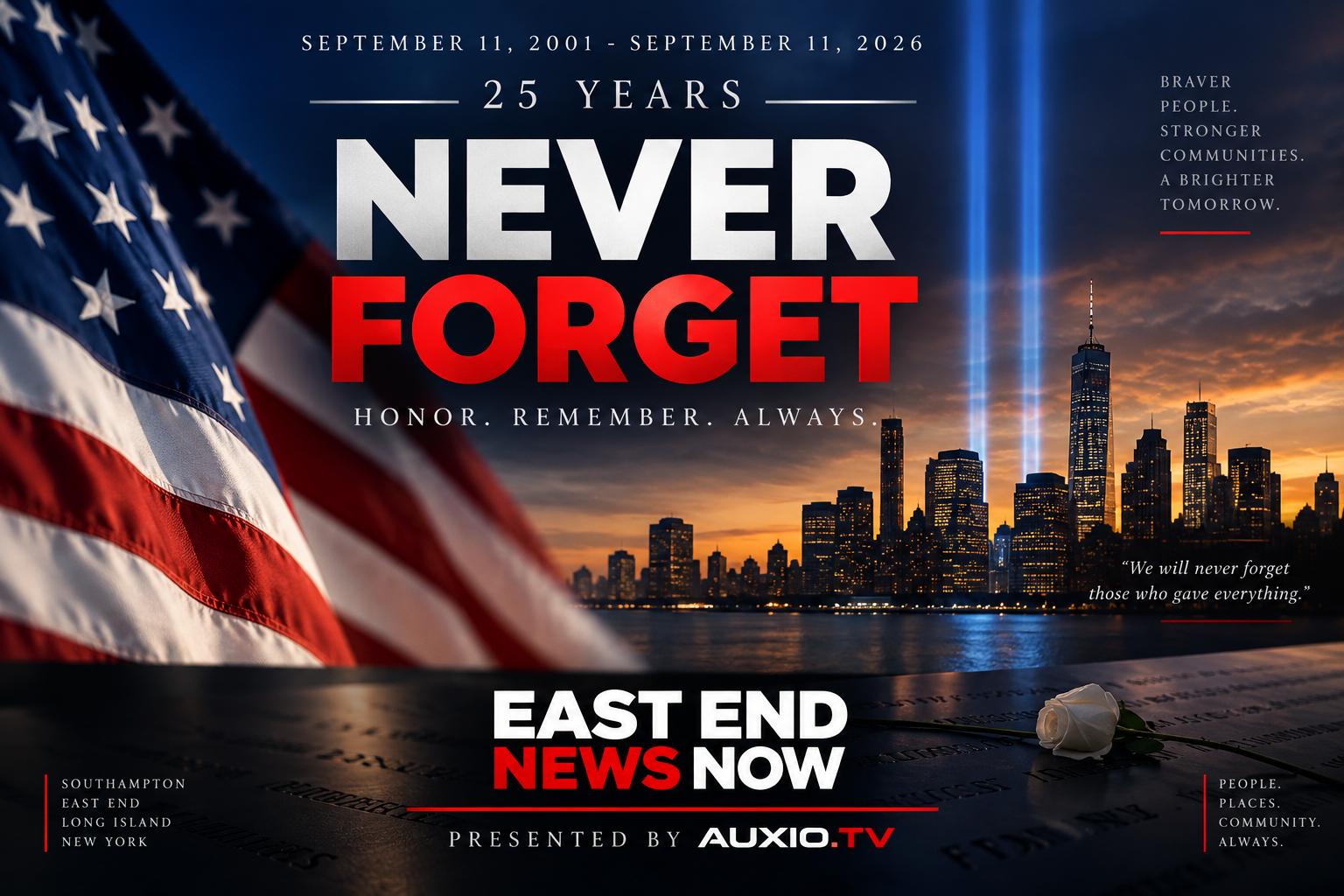 Southampton Marks 25 Years Since September 11 With 343 Flags and a Community-Wide Moment of Remembrance